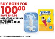 Soft Scoop Ice Cream & Hermes Flat Bottom Cones 2L/28 Pack-Both For