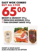 Bright & Crunchy 375g + Fresh Egg Noodles 250g & Thai Coconut Sauce 100g Combo-For All 3