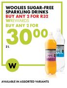 Woolies Sugar-Free Sparkling Drinks-For Any 2 x 2Ltr
