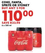 Coke, Fanta, Sprite Or Stoney-For Any 2 x 6 x 330ml