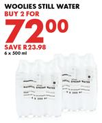 Woolies Still Water-For Any 2 x 6x500ml