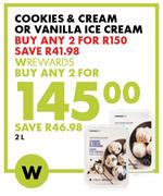 Cookies & Cream Or Vanilla Ice Cream-For Any 2 x 2Ltr