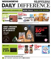 Woolworths Western Cape & Eastern Cape : Daily Difference (08 January - 21 January 2024)