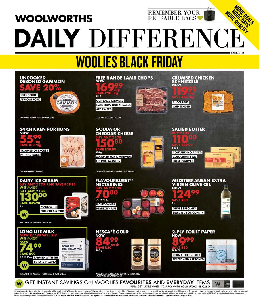 Woolworths Western Cape & Eastern Cape : Black Friday (22 November - 05 December 2021) , page 1