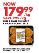 Free Range Crumbed Chicken Schnitzels-Per Kg