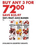 100% Fruit Juice Blends-For 3 x 1L