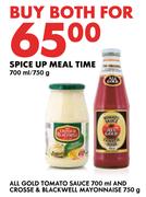 All Gold Tomato Sauce 700ml & Crosse & Blackwell Mayonnaise 750g-Both For