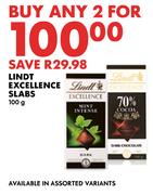 Lindt Excellence Slabs-For 2 x 100g