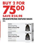 Drawstring Refuse Bags-For 2 x 20s