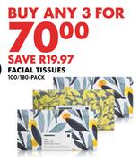 Facial Tissues-For 3 x 100/180 Pack