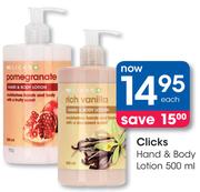Clicks Hand & Body Lotion-500ml Each