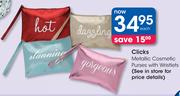 Clicks Metallic Cosmetic Purses With Wristlets-Each