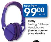 Sway Folding DJ Stereo Headphones-Per Pair