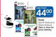 Sway Sports Flexbud Or Stereo Earbud-Each