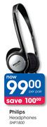 Philips Headphones SHP1800-Per Pair