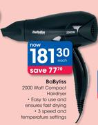 BaByliss 2000 Watt Compact Hairdryer