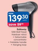 Safeway 1200 Watt Travel Hairdryer HD532