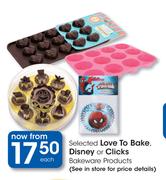 Love To Bake Disney Or Clicks Bakeware Products-Each