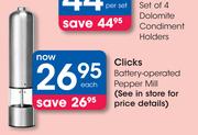 Clicks Battery Operated Pepper Mill-Each