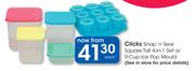 Clicks Snap 'n Seal Square Tall 4-In-1 Set Or 9 Cup Ice Pop Mould-Each