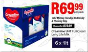 Creamline UHT Full Cream Long Life Milk-6 x 1L Per Pack