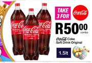 Coca Cola Coke Soft Drink Original-For 3 x 1.5L