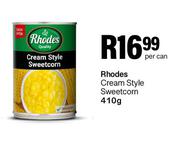 Rhodes Cream Style Sweetcorn-410g Per Can