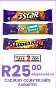 Cadbury Counterlines Assorted-For 2 x 40g/48g/48.5g