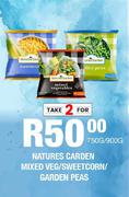 Natures Garden Mixed Veg/Sweetcorn/Garden Peas-For 2 x 750g/900g