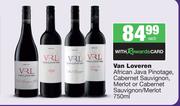 Van Loveren African Java Pinotage,Cabernet Sauvignon,Merlot Or Cabernet Sauvignon/Merlot-750ml Each