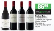 Kleine Zalze Cellar Selection Cabernet Sauvignon/Merlot,Merlot,Pinotage Or Cabernet Sauvignon-750ml 