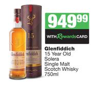 Glenfiddich 15 Year Old Solera Single Malt Scotch Whisky-750ml