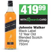 Johnnie Walker Black Label 12 Year Old Blended Scotch Whisky-750ml
