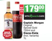 Captain Morgan Original Spiced Gold 750ml & Coca Cola 1L-Both For
