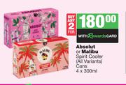 Absolut Or Malibu Spirit Cooler Cans-For 2 x 4 x 300ml