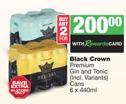 Black Crown Premium Gin & Tonic Cans-For 2 x 6 x 440ml