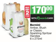 Bernini Amber, Blush Or Classic Sparkling Spritzer Handies-For 2 x 6 x 275ml