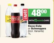 Coca Cola Or Schweppes-For 3 x 1L