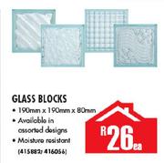 Glass Blocks 190x190x80mm-Each