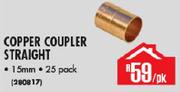 Copper Coupler Straight-Per Pack