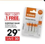Everyday Value 4 Pack AA Or AAA Batteries