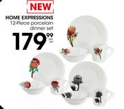 Home Expressions 12 Piece Porcelain Dinner Set-Per Set