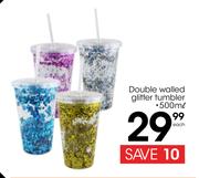 Double Walled Glitter Tumbler-500ml Each