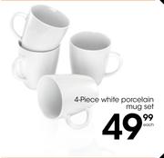 4 Piece White Porcelain Mug Set-Each