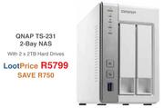 Qnap TS-231 2 Bay NAS With 2x2TB Hard Drives