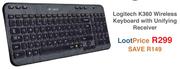 Logitech K360 Wireless Keyboard With Unifying Receiver