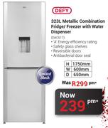 Defy 323Ltr Metallic Combination Fridge/Freezer With Water Dispenser DAC617