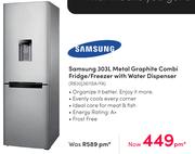Samsung 303Ltr Metal Graphite Combi Fridge/Freezer With Water Dispenser RB30J3611SA/FA