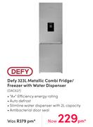 Defy 323L Metallic Combi Fridge/Freezer With Water Dispenser DAC627