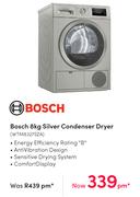 Bosch 8Kg Silver Condenser Dryer WTM8327SZA